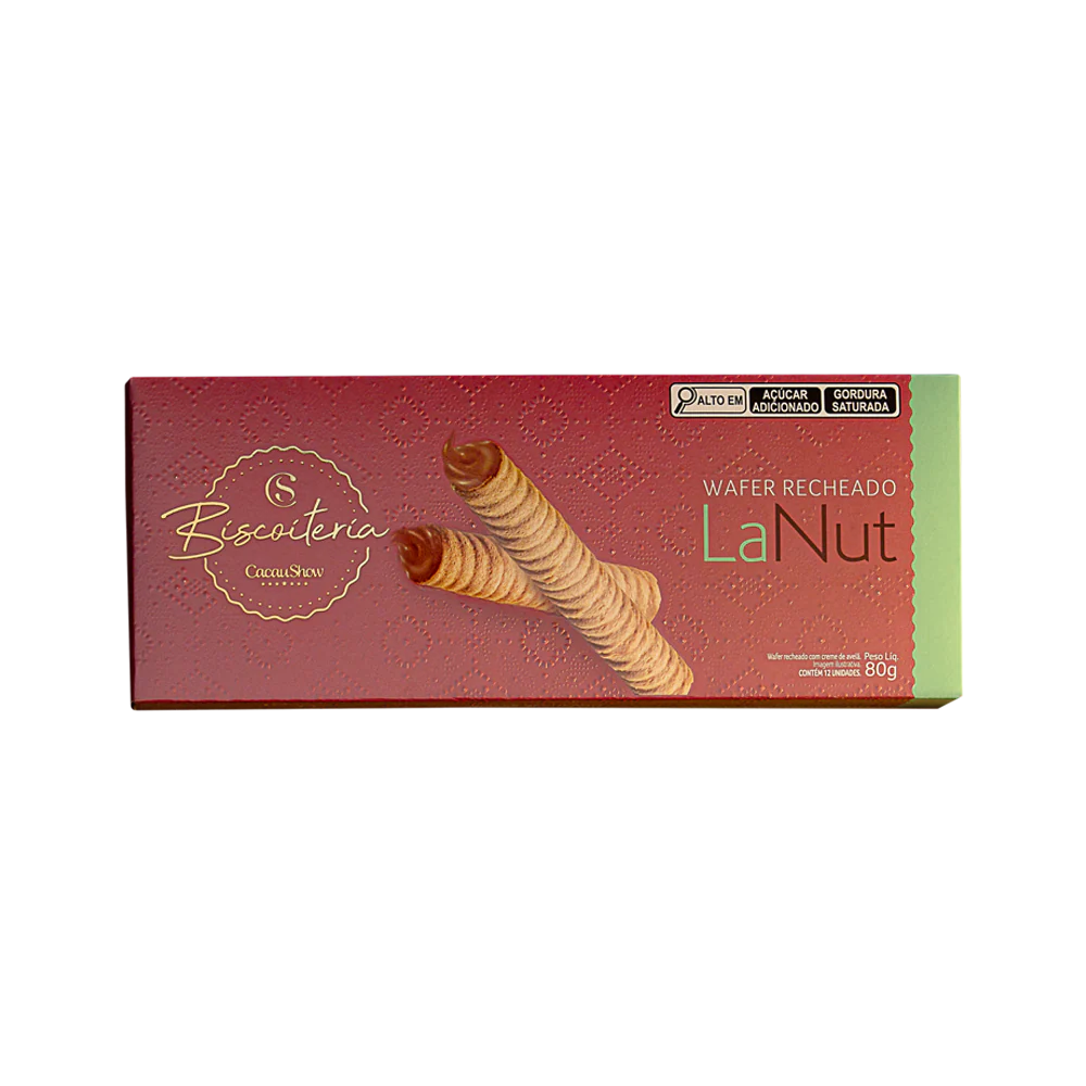 Wafer LaNut Recheio Avelã 80g